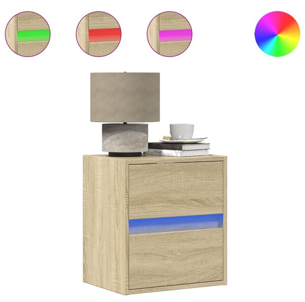 Nástěnné noční stolky s LED osvětlením 2 ks dub sonoma 3307966