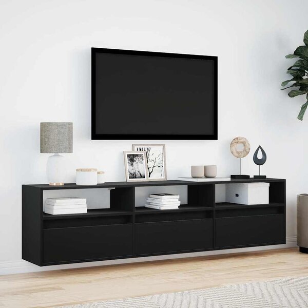 Nástěnná TV skříňka s LED svítidlem černá 180 x 31 x 45 cm 3307941