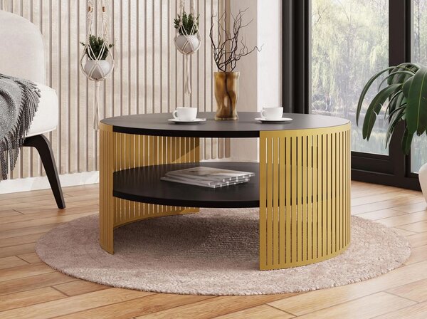 Konferenční stolek REXIO - zlatý / molet černý
