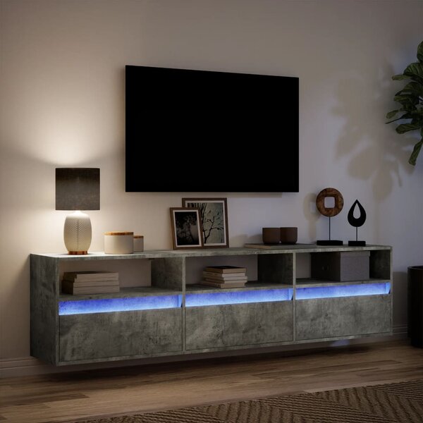 Nástěnná TV skříňka s LED betonově šedá 180 x 31 x 45 cm 3307943