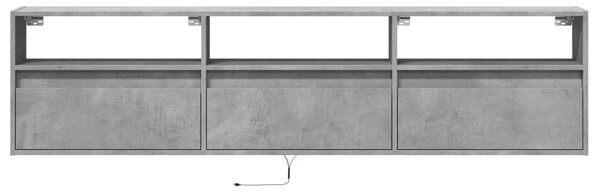 Nástěnná TV skříňka s LED betonově šedá 180 x 31 x 45 cm 3307943