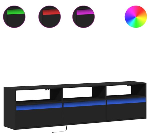 Nástěnná TV skříňka s LED svítidlem černá 180 x 31 x 45 cm 3307941
