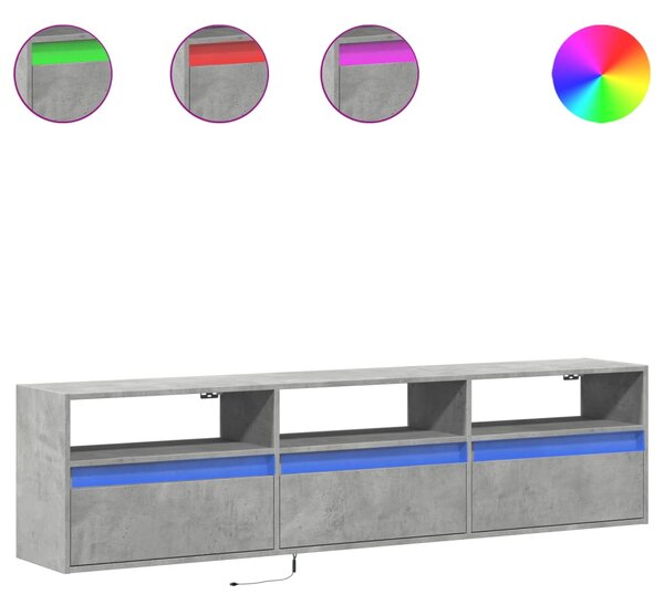 Nástěnná TV skříňka s LED betonově šedá 180 x 31 x 45 cm 3307943