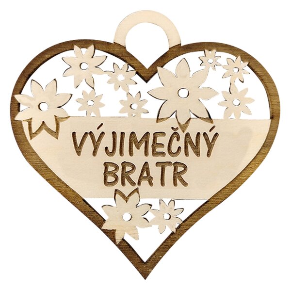 AMADEA Dřevěné srdce s textem "výjimečný bratr", 7 cm, český výrobek