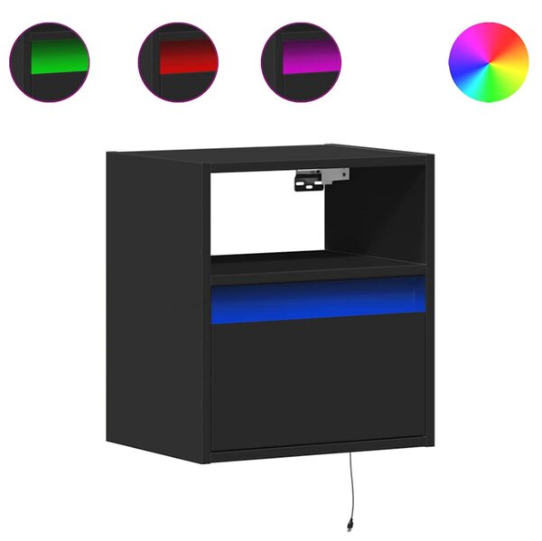 Nástěnné noční stolky s LED osvětlením 2 ks černé 3307978
