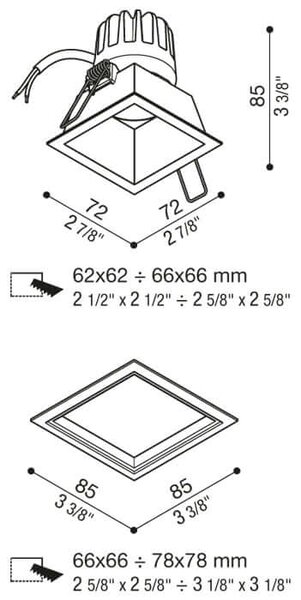 Lombardo Pop čtvercové LED zápustné svítidlo IP65 2700K60mm