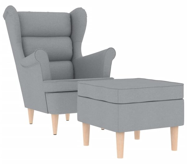 Křeslo s podnožkou světle šedé textil 3307989