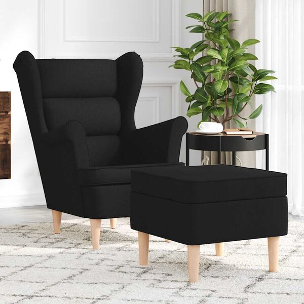 Křeslo s podnožkou černé textil 3307991