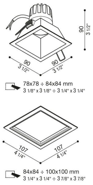 Lombardo Pop čtvercové LED zápustné svítidlo IP65 2700K60mm
