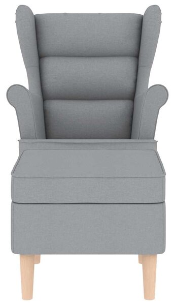 Křeslo s podnožkou světle šedé textil 3307989