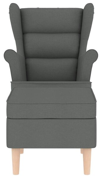 Křeslo s podnožkou tmavě šedé textil 3307990