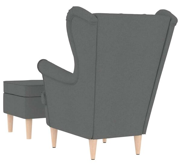Křeslo s podnožkou tmavě šedé textil 3307990