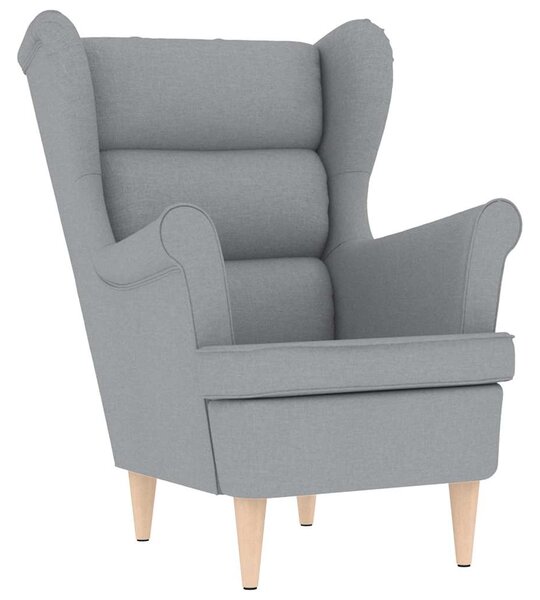 Křeslo s podnožkou světle šedé textil 3307989