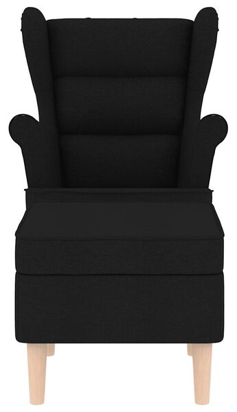 Křeslo s podnožkou černé textil 3307991