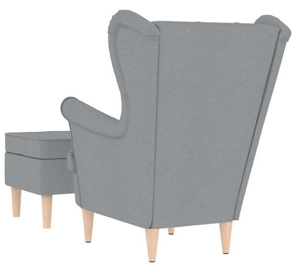 Křeslo s podnožkou světle šedé textil 3307989