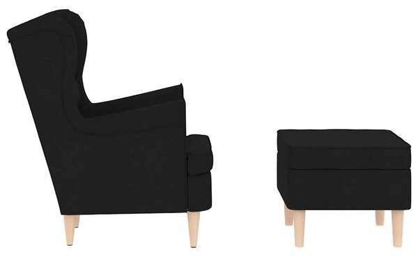 Křeslo s podnožkou černé textil 3307991