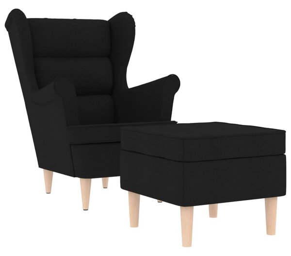 Křeslo s podnožkou černé textil 3307991
