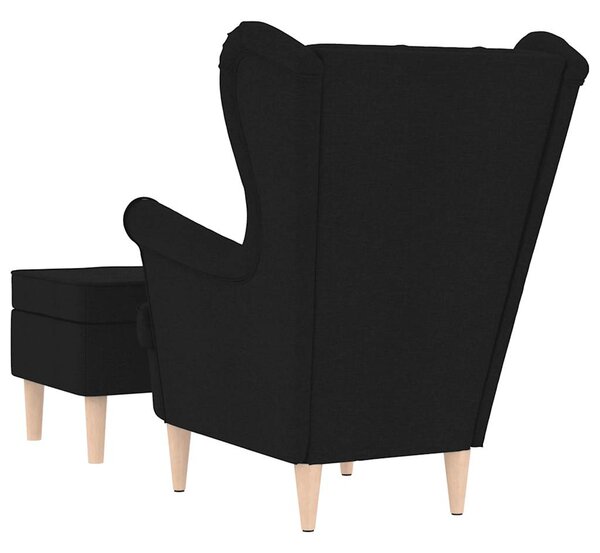 Křeslo s podnožkou černé textil 3307991
