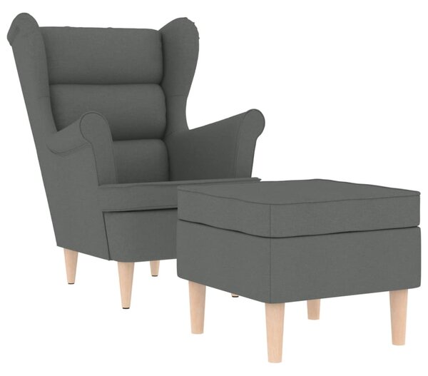Křeslo s podnožkou tmavě šedé textil 3307990