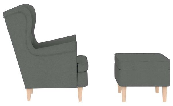 Křeslo s podnožkou tmavě šedé textil 3307990