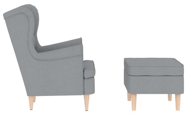 Křeslo s podnožkou světle šedé textil 3307989
