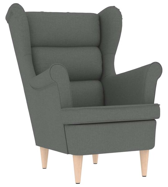 Křeslo s podnožkou tmavě šedé textil 3307990