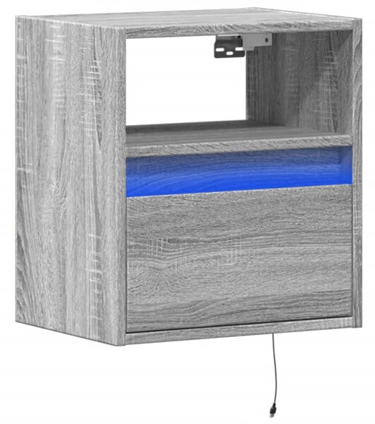 Nástěnný noční stolek s LED osvětlením šedý sonoma 3307985