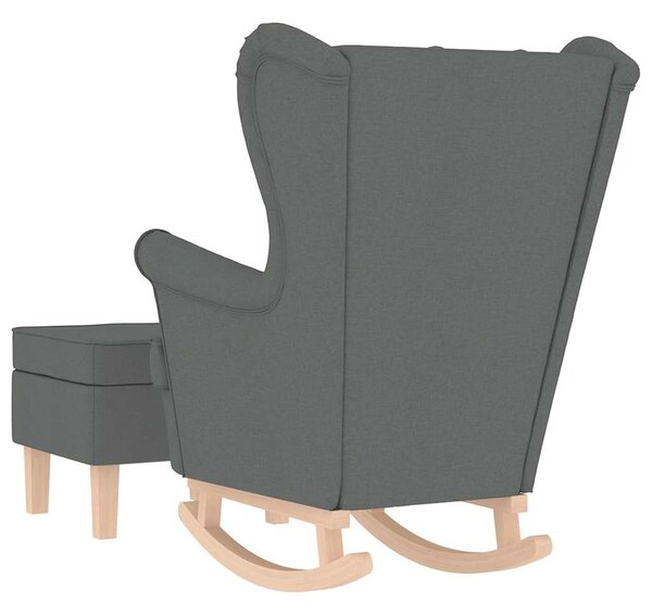 Houpací křeslo s podnožkou tmavě šedé textil 3307998