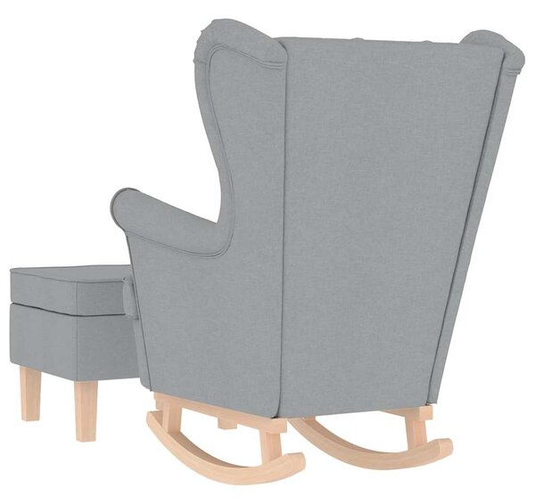 Houpací křeslo s podnožkou světle šedé textil 3307997