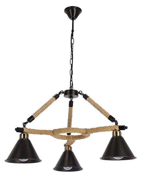 Lustr na řetězu NEGRU 3xE27/40W/230V černá/hnědá