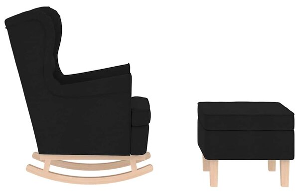 Houpací křeslo s podnožkou černé textil 3307999