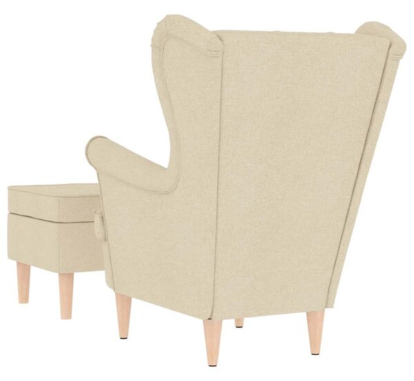 Křeslo s podnožkou krémové textil 3307996