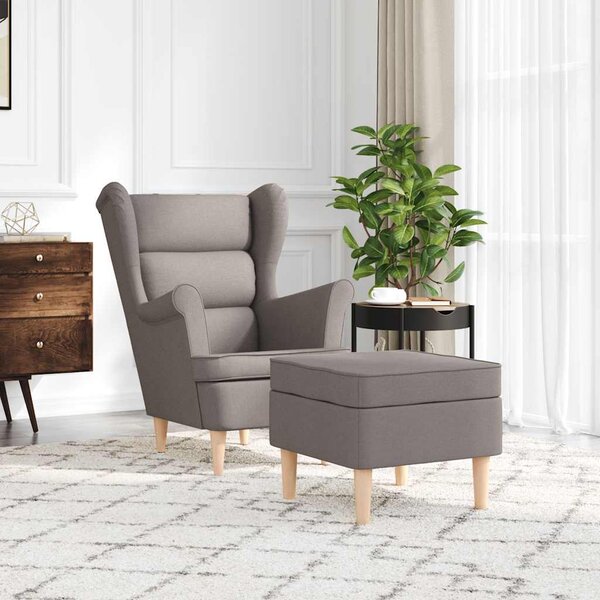 Křeslo s podnožkou taupe textil 3307995