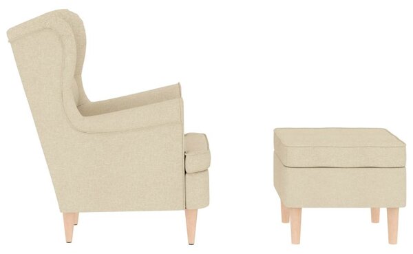 Křeslo s podnožkou krémové textil 3307996