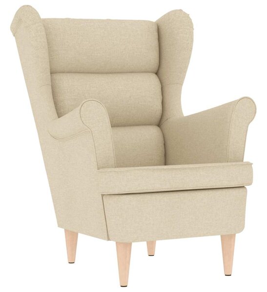Křeslo s podnožkou krémové textil 3307996