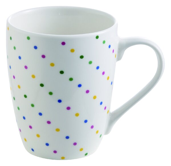 Sada 4 porcelánových hrnků United Colors of Benetton / bílá s barevnými puntíky