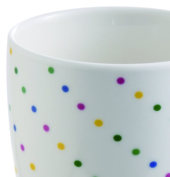 Sada 4 porcelánových hrnků United Colors of Benetton / bílá s barevnými puntíky