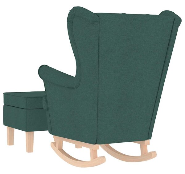 Houpací křeslo s podnožkou tmavě zelené textil 3308002