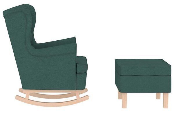 Houpací křeslo s podnožkou tmavě zelené textil 3308002