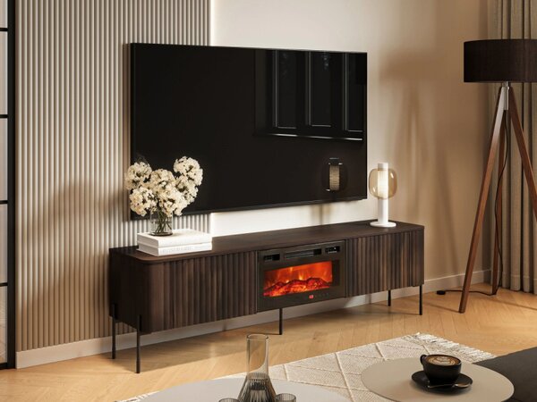 TV stolek/skříňka s krbem Wompor 190 EF, Barva: černá 5903211543814