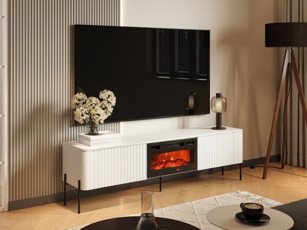 TV stolek/skříňka s krbem Wompor 190 EF, Barva: černá 5903211543814