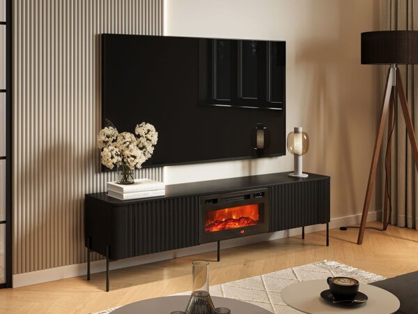 TV stolek/skříňka s krbem Wompor 190 EF, Barva: černá 5903211543814
