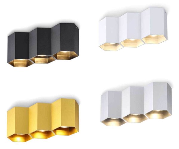 Hexagon 3 GU10 přisazené svítidlo Černá
