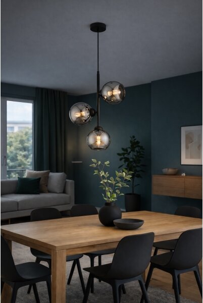 Brilagi - Lustr na lanku DIOR 3xE27/60W/230V černá/kouřová šedá