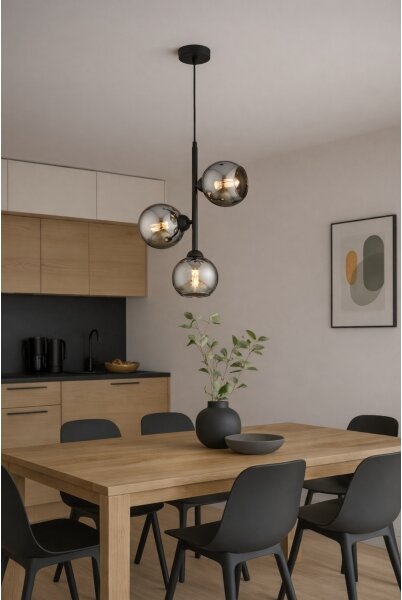 Brilagi - Lustr na lanku DIOR 3xE27/60W/230V černá/kouřová šedá