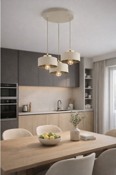 Brilagi - Lustr na lanku SPRING 3xE27/60W/230V béžová/zlatá