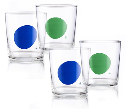Sada 4 sklenic United Colors of Benetton 330 ml / modrý a zelený vzor