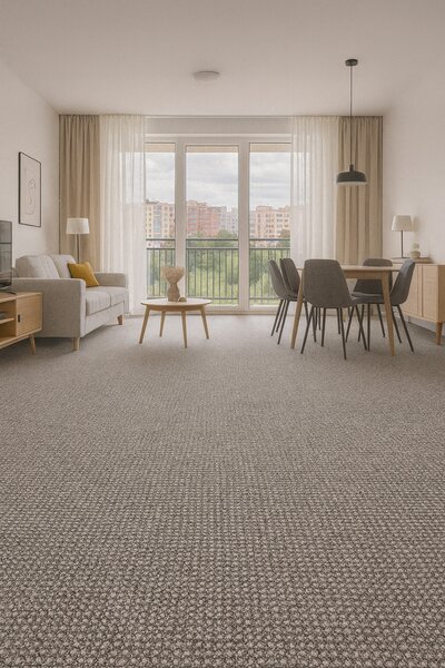 Spoltex, Metrážový koberec Texas 23 šedobéžový, na míru, šíře 4m, šedá, filc, chodba / předsíň