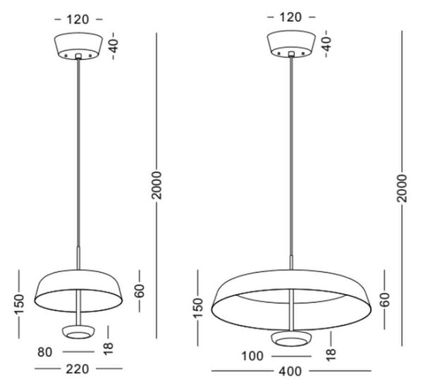 Umbrella LED závěsné svítidlo Červená400mm