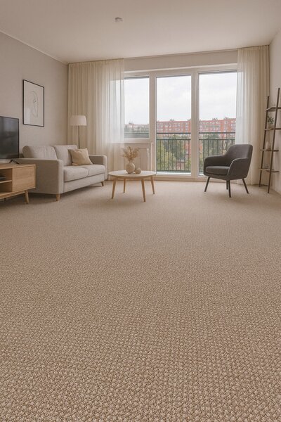 Spoltex, Metrážový koberec Texas 13 béžový, na míru, šíře 4m, béžová, filc, chodba / předsíň